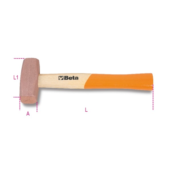 1385 600-COPPER HEAD HAMMER WOODEN 