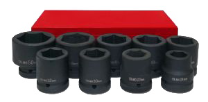 KIT of 8 impact socket set 1" 24-50 mm