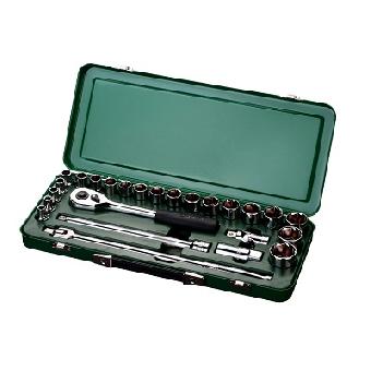 1/2" Drive 6 Point Metric Socket Set (Metal Box) 25 Pc. 