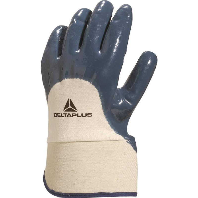 NI170 Nitrile cotton Glove canvas cuff White-Blue * 
