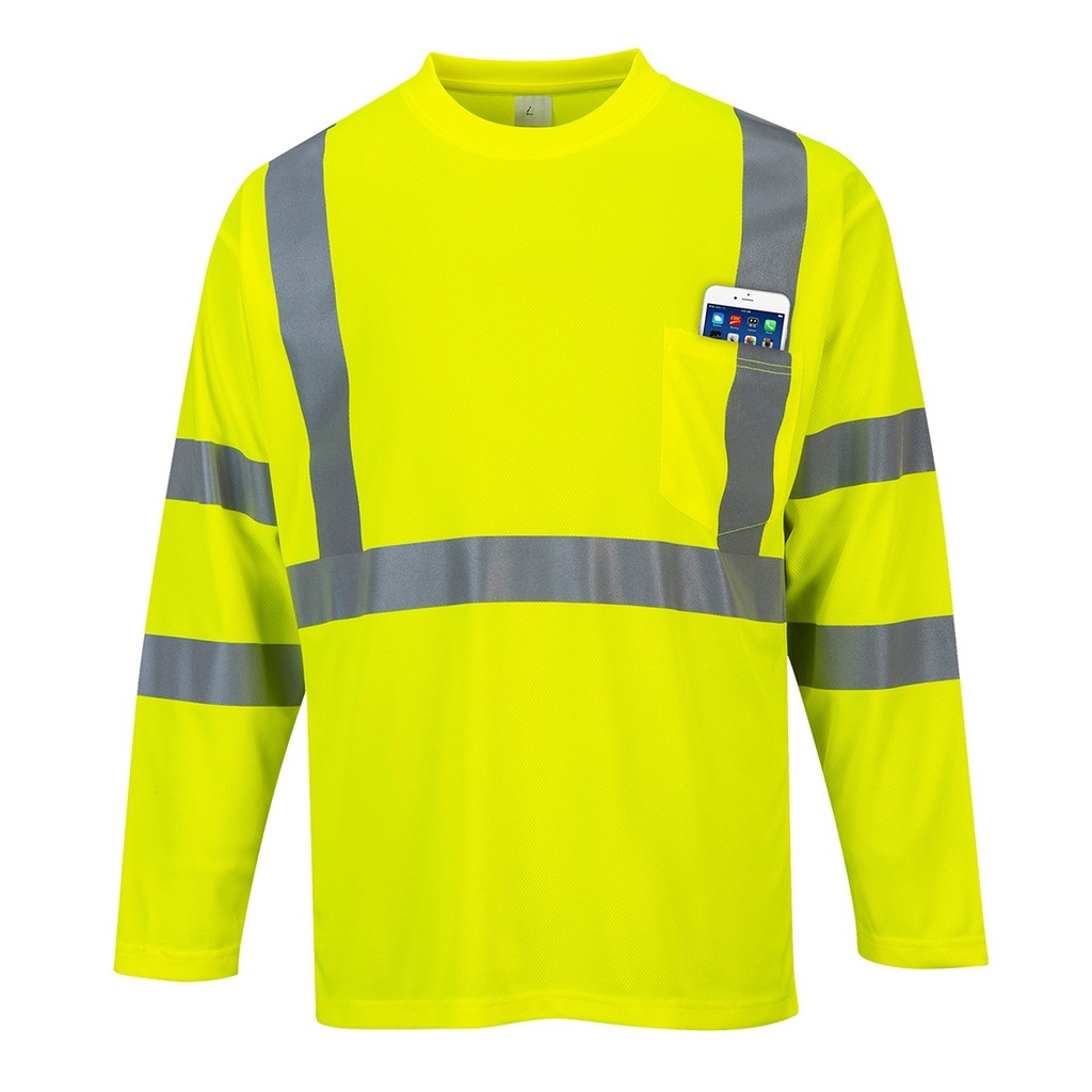 S191 Yellow Hi-Vis Long Sleeved T Shirt