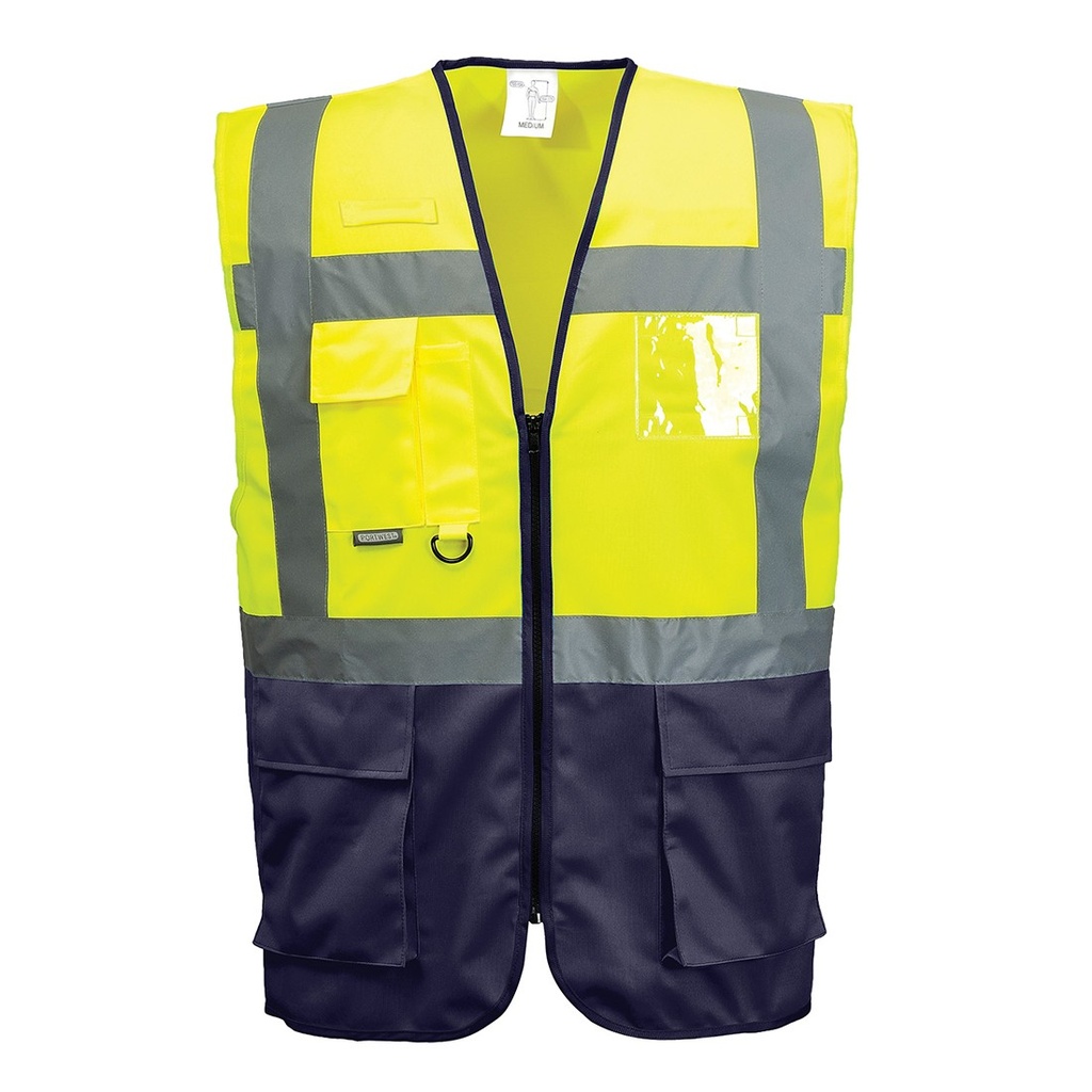 C476 Navy/Yellow Warsaw Executive Vest, L 
