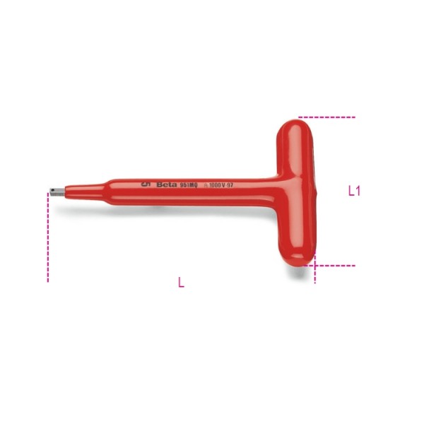 951MQ 3-T-handle 3mm  wrench Vde Insulated 1000v  with hexagon male ends