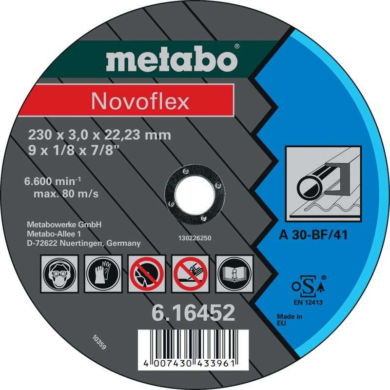 Steel Cutting Disc 230x3x22.23mm Flat T41-NOVOFLEX