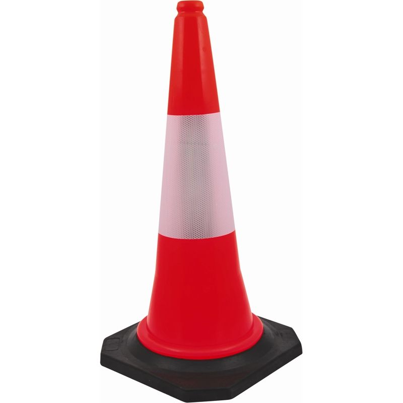 RED PE SAFETY CONE WITH 75cm WHITE REFLECTIVE TAPES