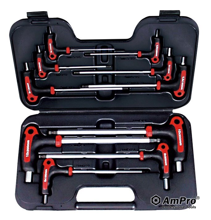 10PC T-HANDLE BALL POINT AND HEX WRENCH SET (METRIC)