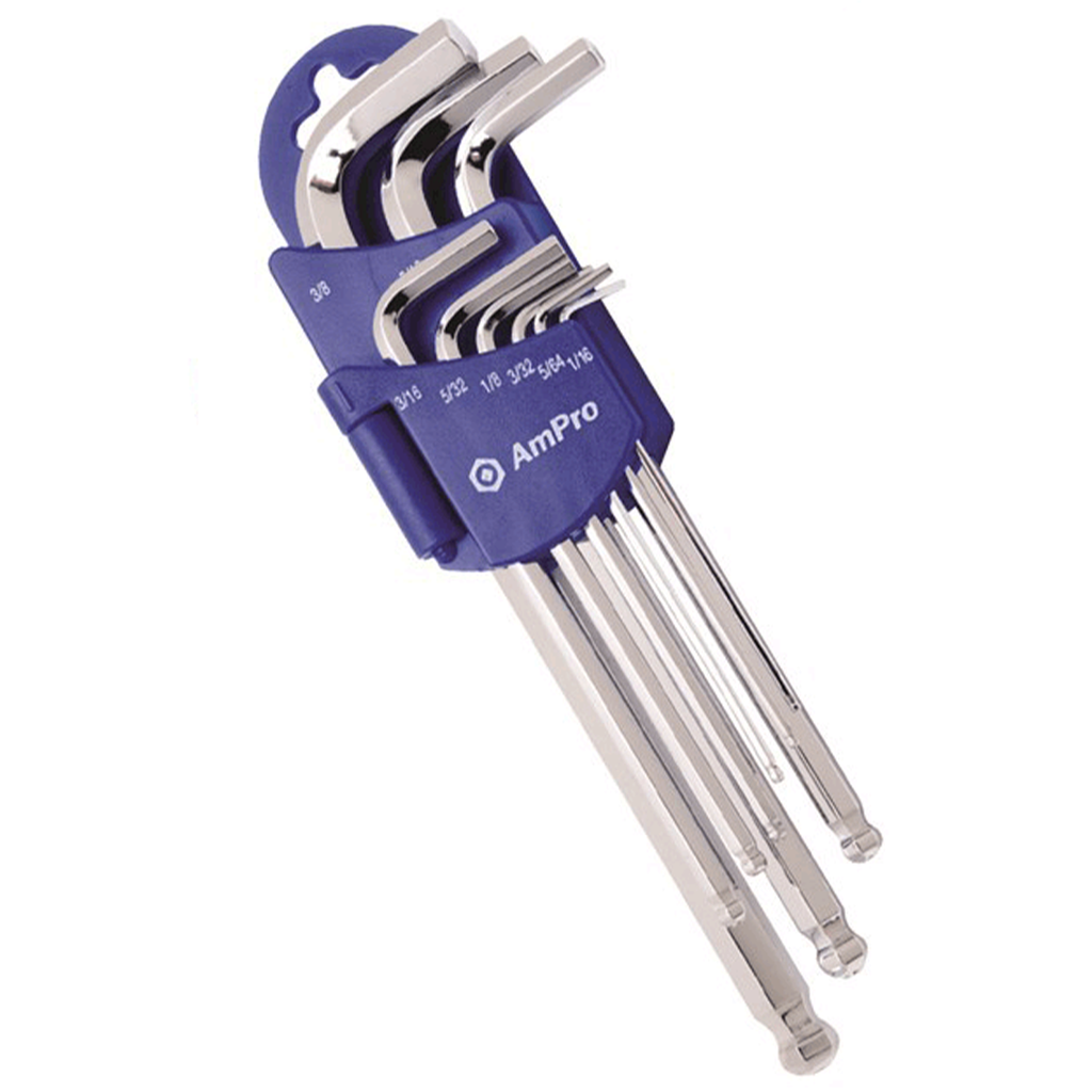 9Pc Ball Point Hex Magnetic Long Allen Key Set