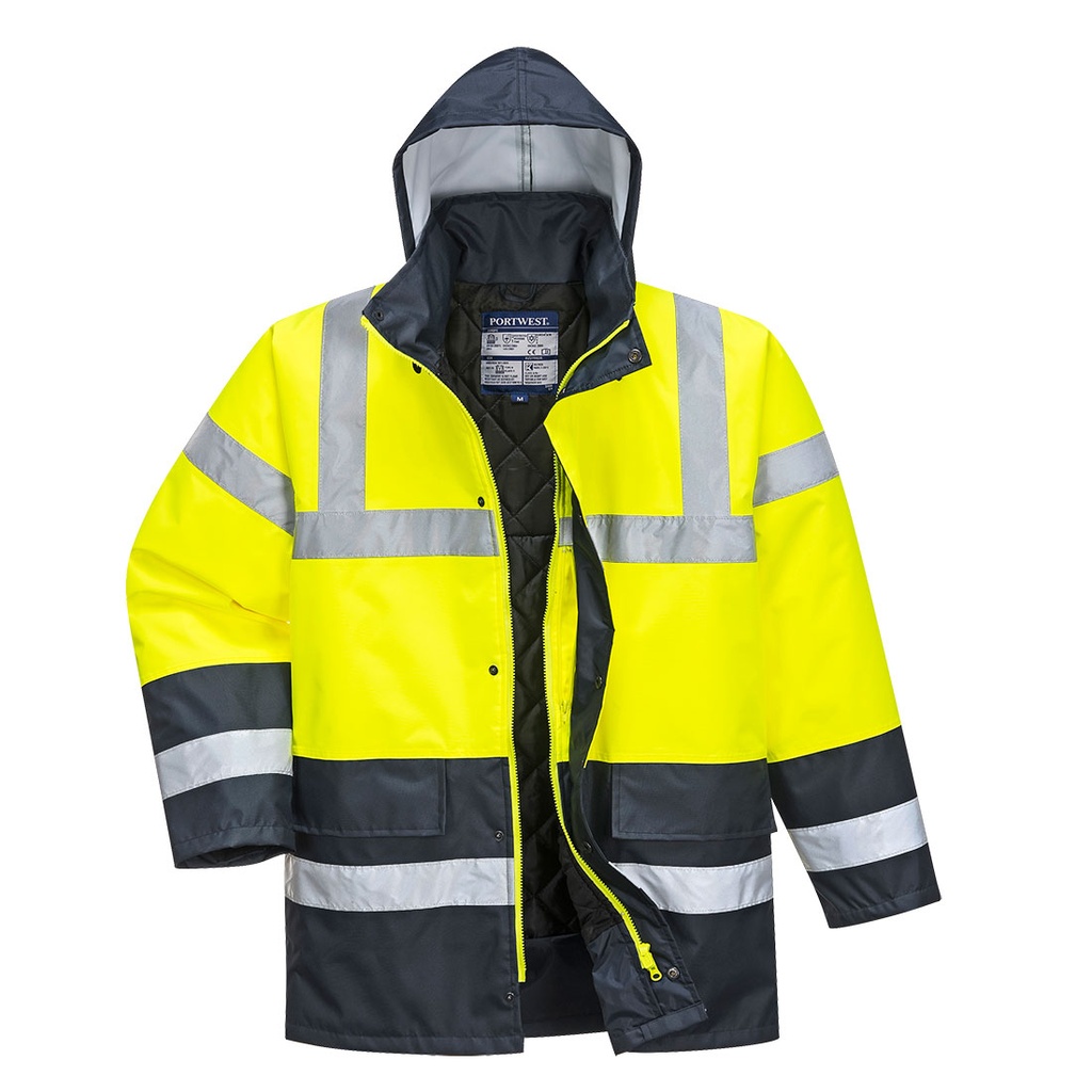 S466 Hi-Vis Yellow/Navy long Winter Jacket