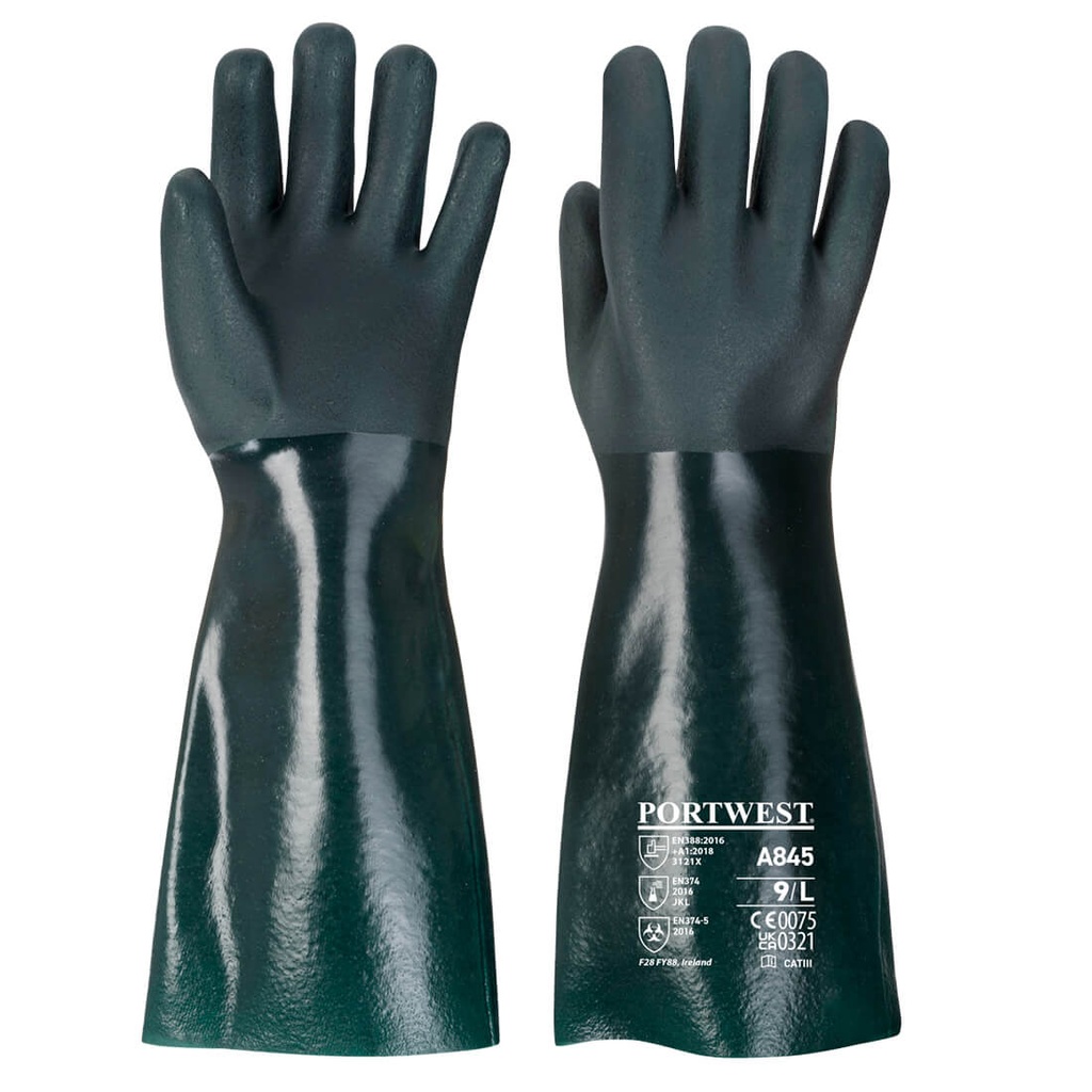 A845 - Double Dipped PVC Chemical Glove 45cm