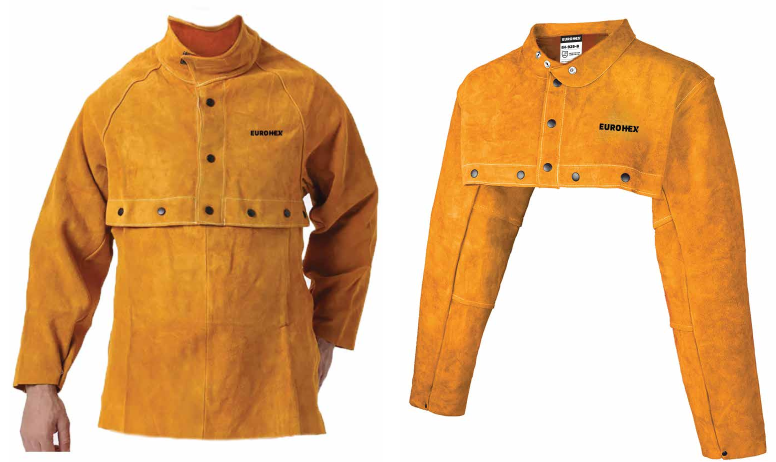 H-921-CS Welding Jacket Open Back Yellow Cow Split Leather