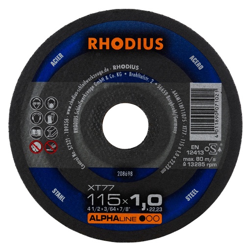 [RH208699] Steel Cutting Disc (115x1.5x22.23mm) Flat T41 - ALPHA