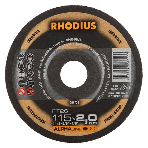 [RH208726] FT26 ALPHA 180x2.5x22.23 Inox cutting disc 