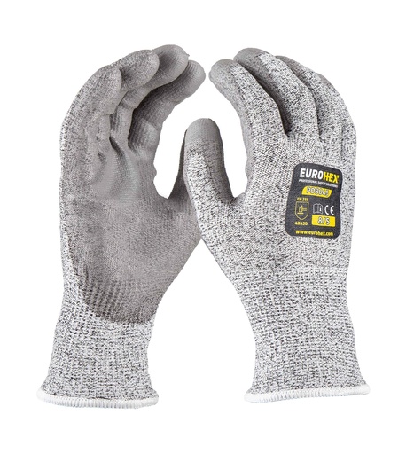 EUROHEX PD8045 Anti-Cut Heavy PU Grey Gloves Touch 4X43D