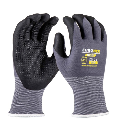 EUROHEX N1567 Foam Nitrile Dotted Gloves Touch 4131X