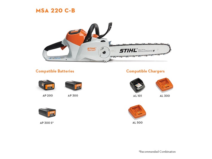 MSA 220 C-B Cordless Chainsaw 16", 2X36V/7.2Ah