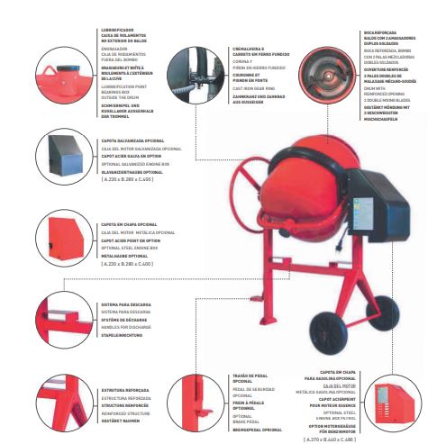 B175 Cement Mixer 160L 2R electric 1HP 