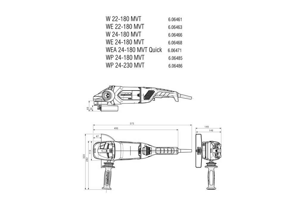 W 22-180 MVT Angle Grinder 