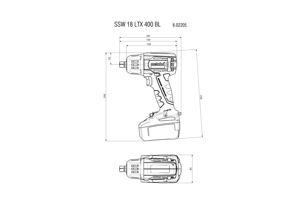 SSW 18 LTX 400 BL Cordless Impact Wrench 2X4AH LIHD