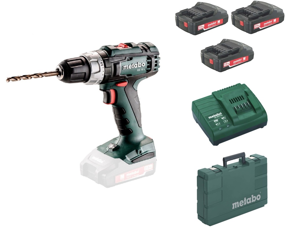 BS 18 L Cordless drill 3x 18V/2.0Ah 