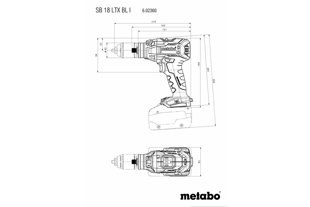SB 18 LTX BL I Cordless hammer drill 18V 2X5.2AH LI-ION 