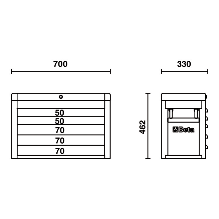 C23S - Portable tool chest with five drawers