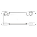 Ratcheting Double-Ended Flat Bi-Hex chrome Ring Wrenches
