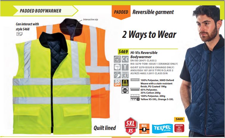 S469 HI-Vis Sleevless Yellow Jacket