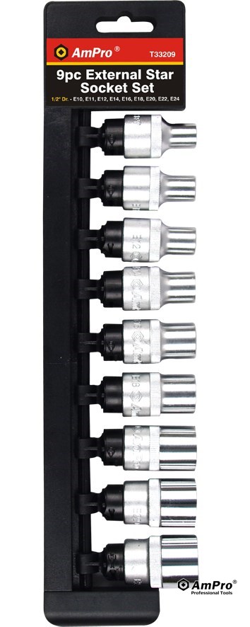 9PC 1/2" DR. EXTERNAL STAR SOCKET SET 