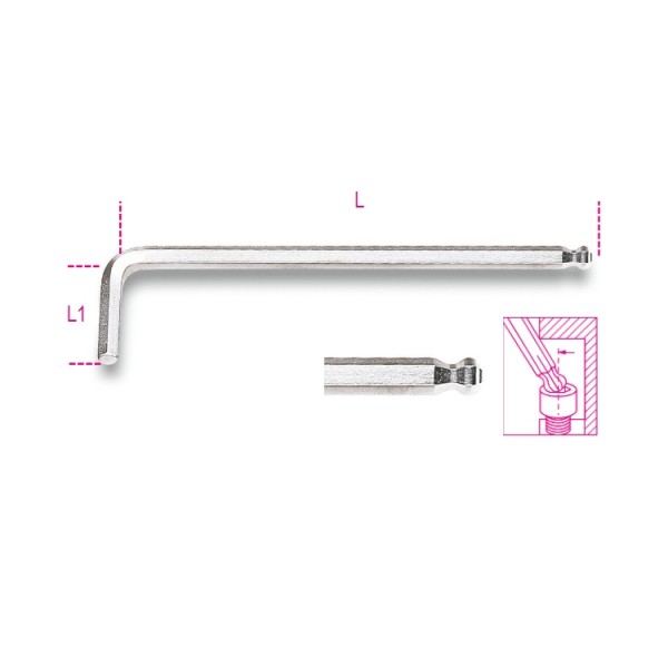 96Bpc 6- Ball Head/Offset Hex Chrome-Plated Allen Key 