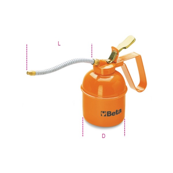 Metal pressure oil cans, flexible spouts