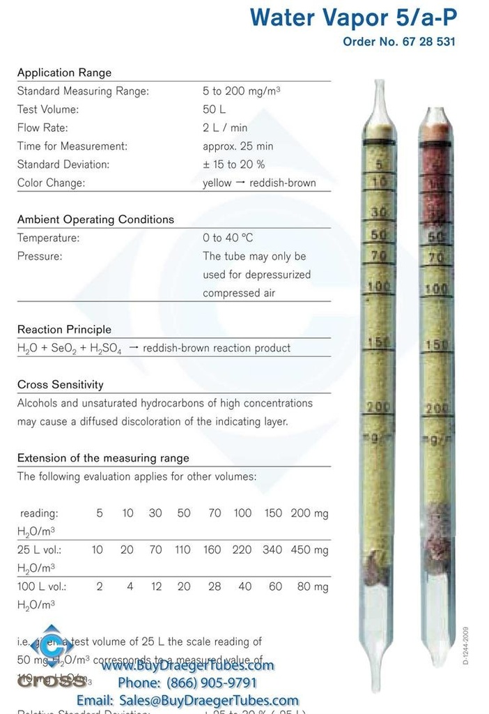 Water Vapour 5/a-P Dtube (5-200 mg/m3) 10pcs