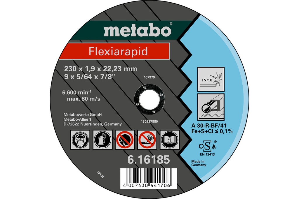 Inox Cutting Disc 125x1.6x22.23mm Flat TF41 - Flexiarapid