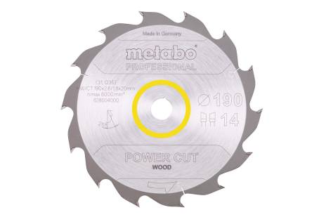CIRCULAR SAW BLADE HW/CT 190 X 20, 14 WZ 25° 