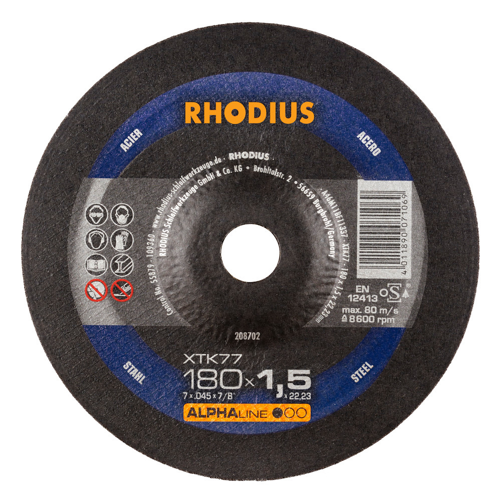 Steel Cutting Disc 180x1.5x22.23mm Depressed  T42 - ALPHA