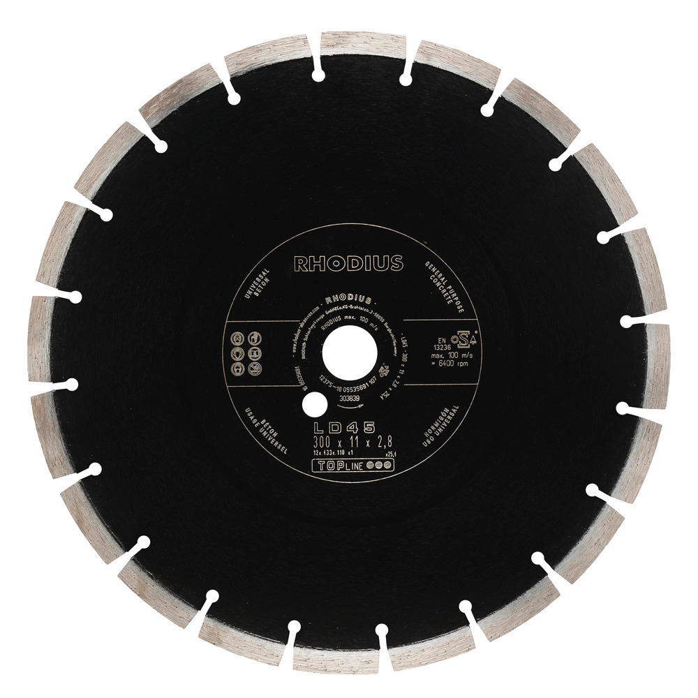 Concrete Diamond Cutting Disc 300 x 25.41 mm (Top-Line) Segmented  ,Turbo, LD45