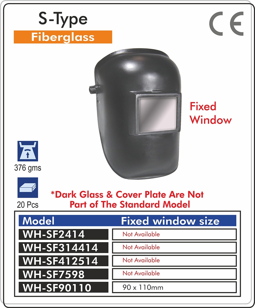 FIBERGLASS HELMET FIXED WINDOW 90 X 110 