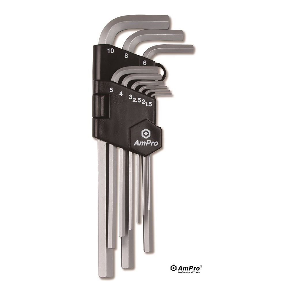 9Pc Hex Long Allen Key Set (1.5-10Mm) 