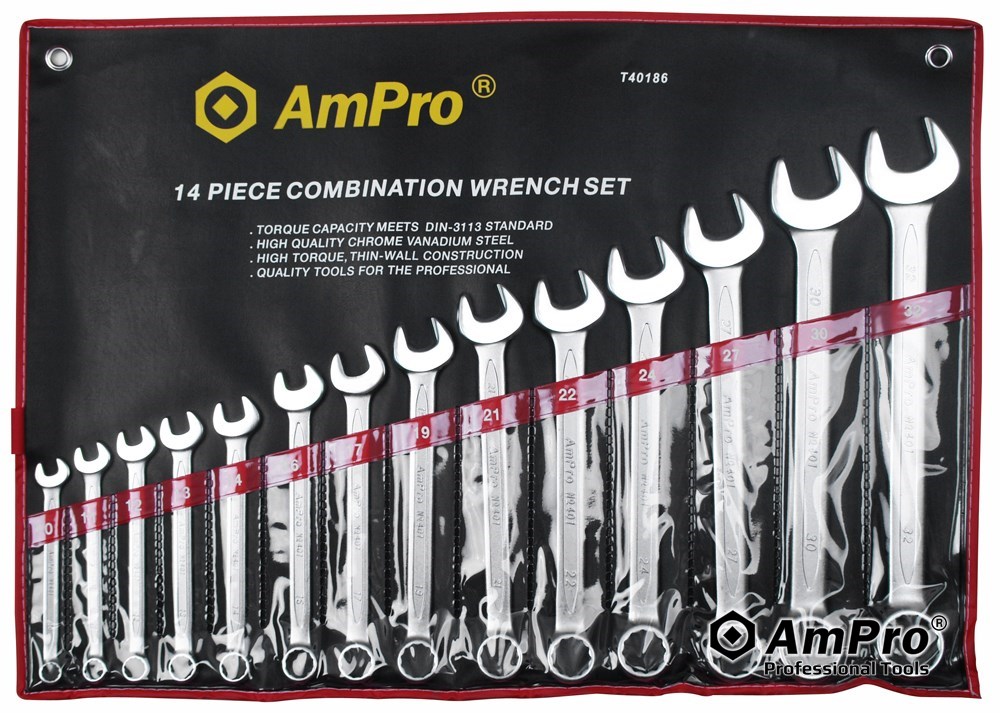 14PC COMBINATION WRENCH SET (10-32mm) 