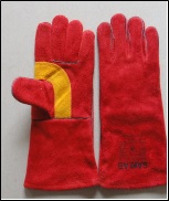 A0204 Red Leather Welding Glove (Gold patch) 14" 