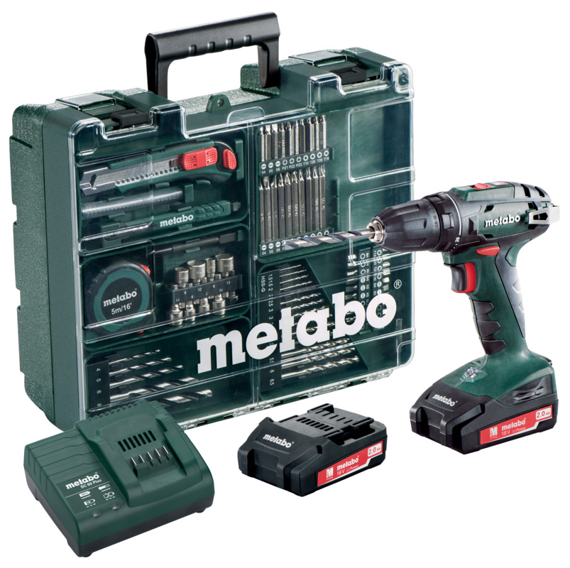 دريل ميتابو شحن 18 فولت 10 ملم مع 2 بطارية 18 فولت 2 أمبير وشاحن - ( Metabo BS 18 SET)