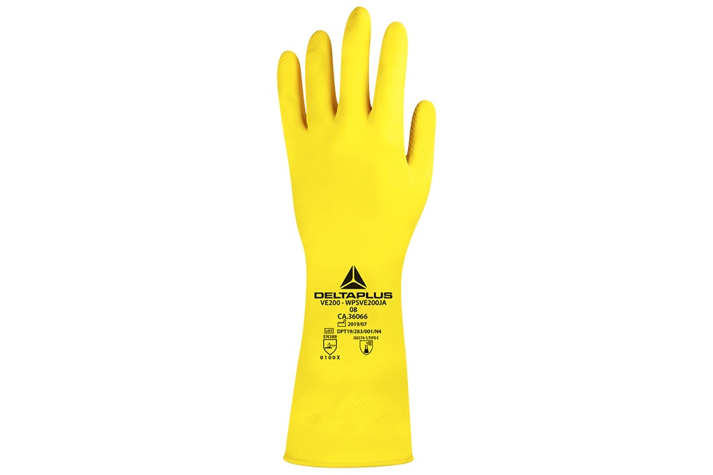 VE200JA Yellow Latex Chemical Glove