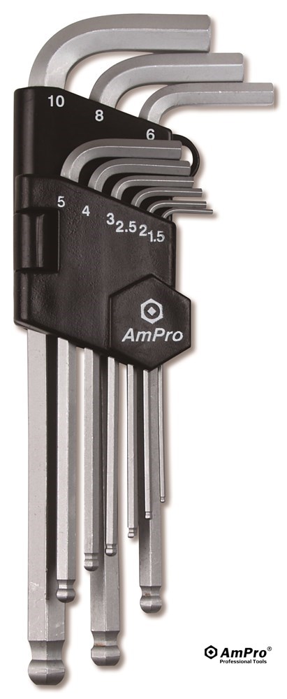 9Pc Ball Point Hex Long Allen Key Set (1.5-10Mm)