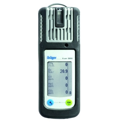 Draeger X-am 5000 Gas detector Kit , batt & charger, sensors( CH4,O2,SO2,CO/H2S)