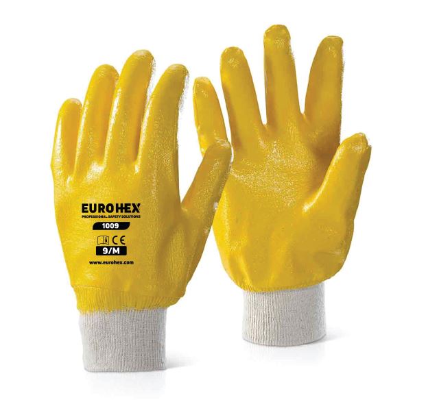 EuroHex 1009 NITRILE FULLY COATED GLOVES - KNIT WRIST