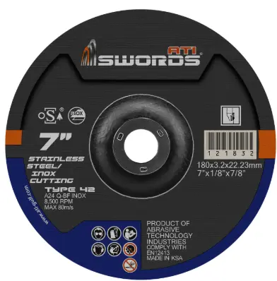 Inox Grinding Disc 180x6.4x22mm 7"