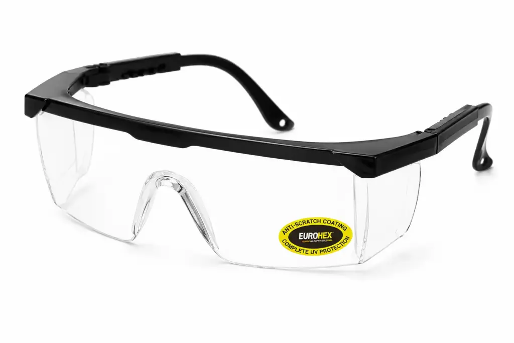 E406 Clear Safety Glasses, Anti-Scratch, UV Protection  Integrated Side Shields