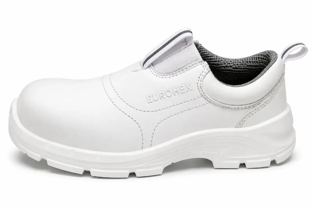 LUMA S2 Composite White Leather Safety Shoes - S2 HI CI FO SR Memory Foam Insole 