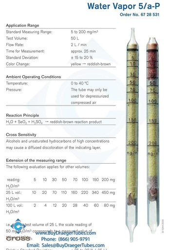 [DG6728531] Water Vapour 5/a-P Dtube (5-200 mg/m3) 10pcs