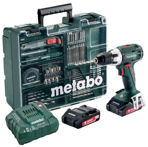 [ME602102600] دريل ميتابو شحن 18 فولت 13 ملم مع 2 بطارية 18 فولت 2أمبير وشاحن - ( Metabo BS 18 LT Set )