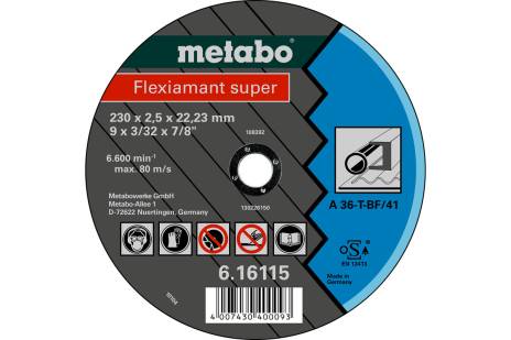 [ME616107000] Steel Cutting Disc (125x2x22.23mm) Flat T41 - FLEXIAMANT SUPER